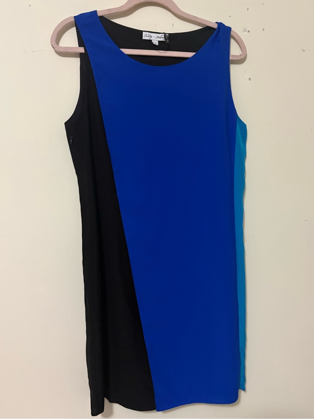 NWT Liz Claiborne Blue, Black & Teal Colorblock Sleeveless Shift Dress